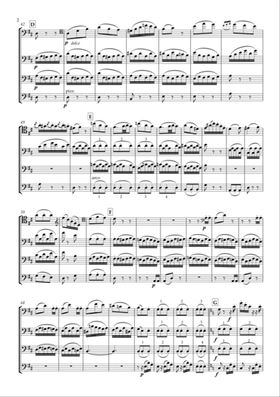 Adagio from String Symphony No.8 in D major, MWV N8 for Four Violoncellos Cello Solo scores gallery preview page 2