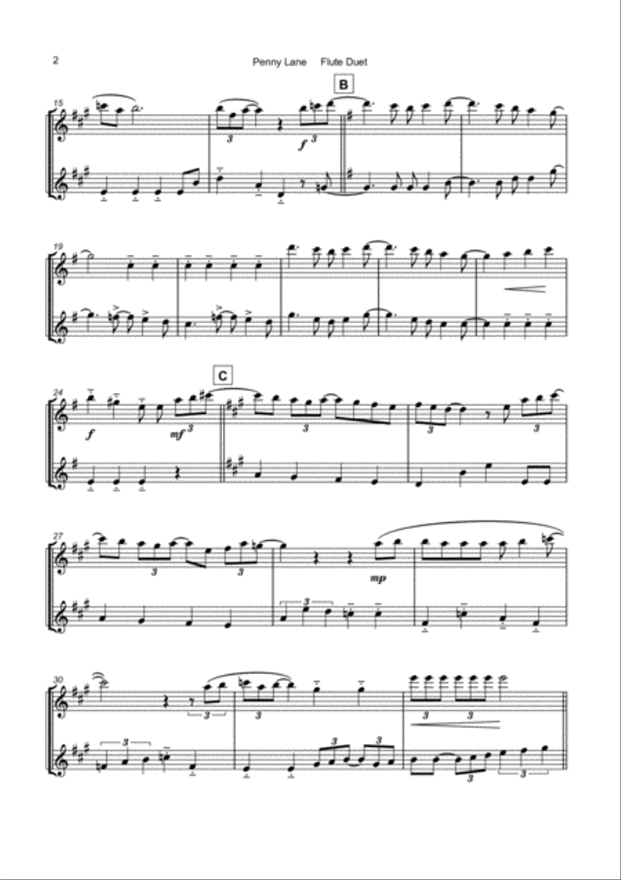 Penny Lane Flute Duet scores gallery preview page 3