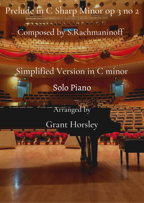 Book cover for Rachmaninoff-Prelude in C Sharp Minor op 3 no 2- (Simplified Version in C Minor) -Solo Piano