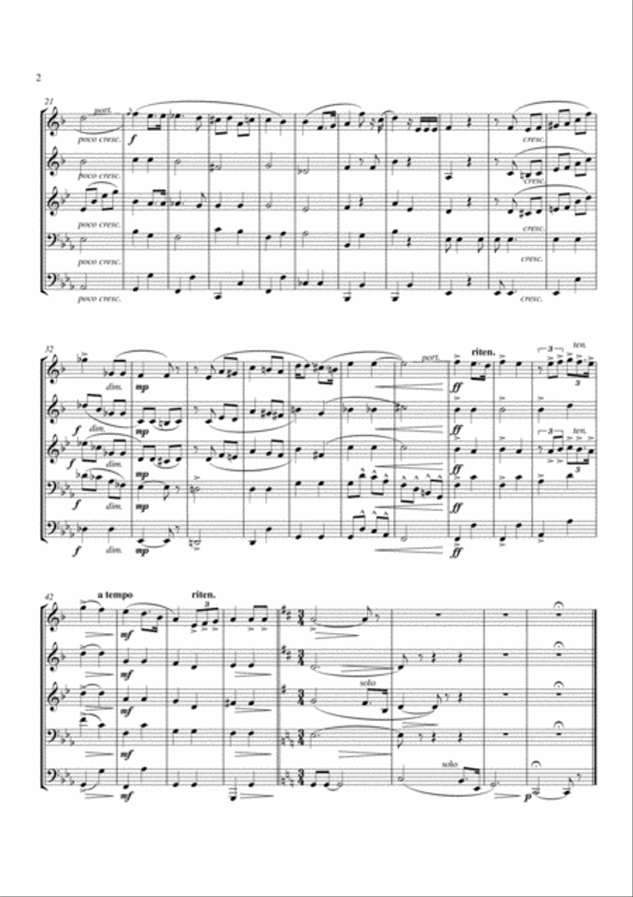 Vesti La Giubba from I Pagliacci Brass Quintet scores gallery preview page 2