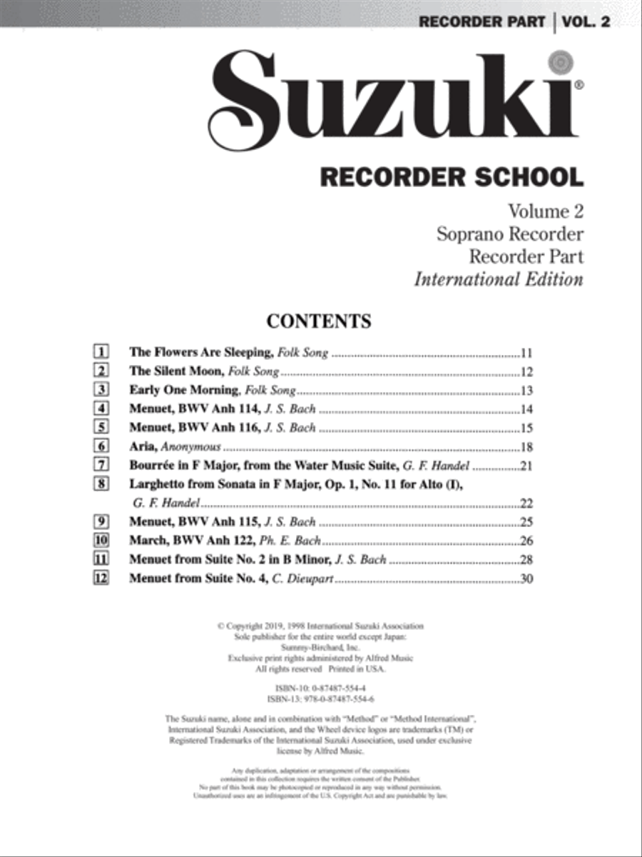 Suzuki Recorder School (Soprano Recorder), Volume 2 Soprano Recorder scores gallery preview page 2