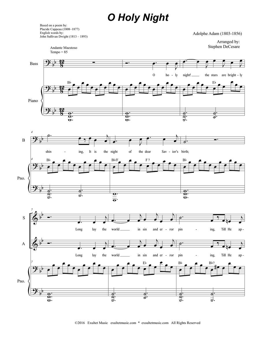 O Holy Night (for SAB - Medium/Low Key) 3-Part scores gallery preview page 2