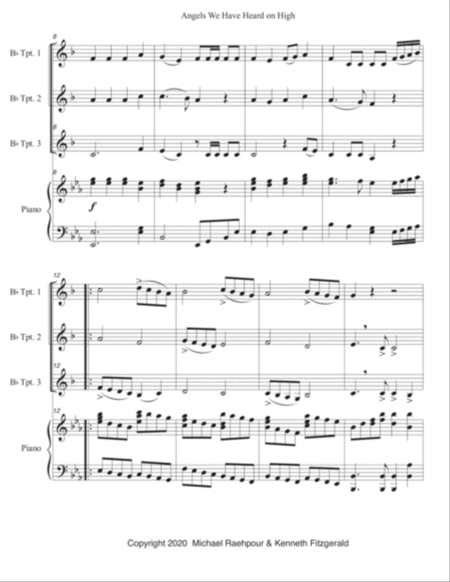 Angels We Have Heard on High - Trumpet Trio (With Piano) Trumpet Trio scores gallery preview page 2