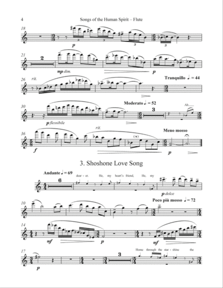 Songs of the Human Spirit (Downloadable Flute Part) Flute scores gallery preview page 3