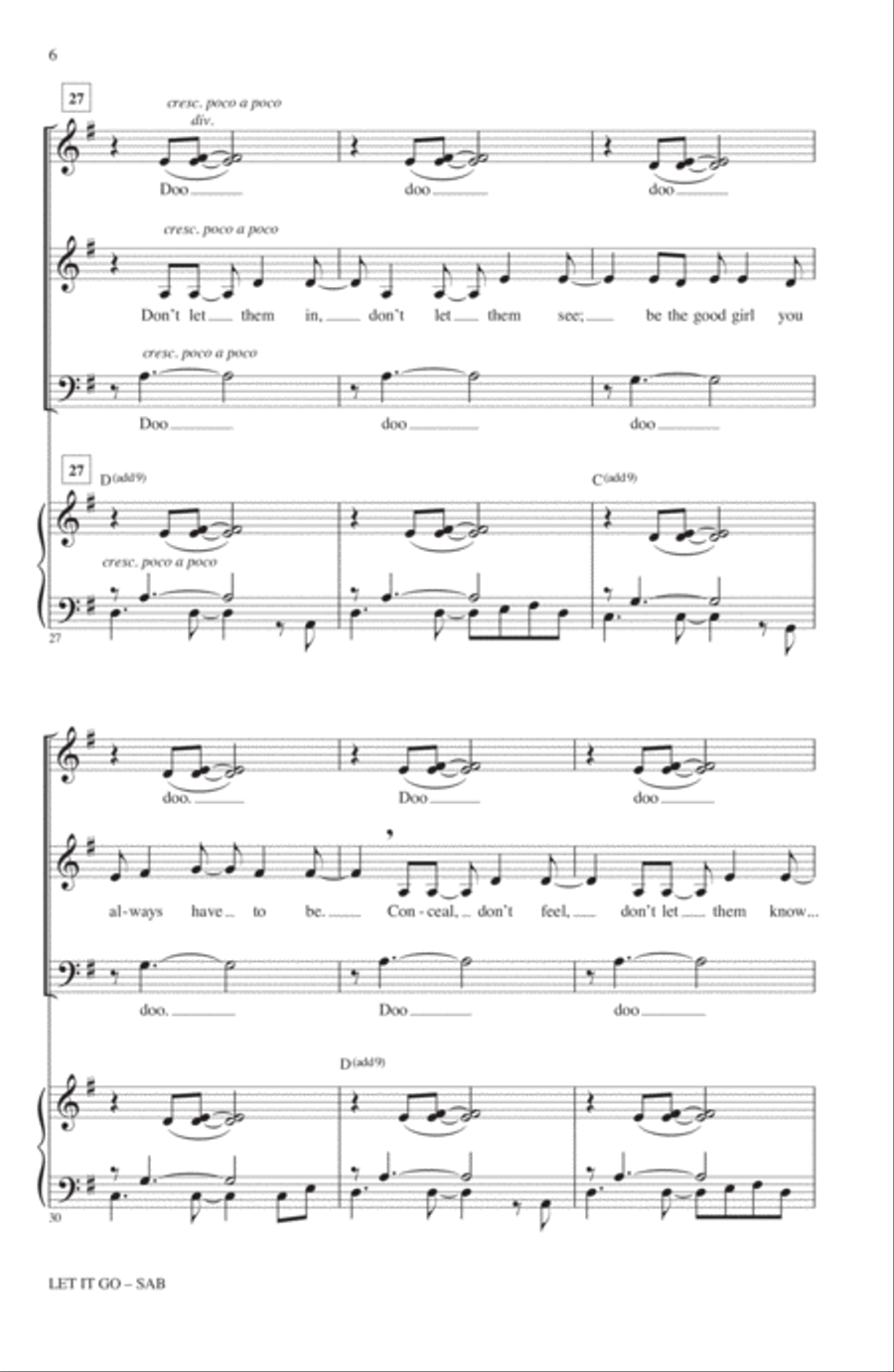 Let It Go (from Frozen) (arr. Roger Emerson) 3-Part scores gallery preview page 5