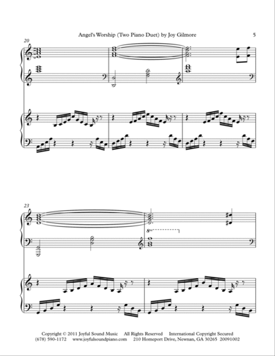 Angels Worship (Two Piano Duet) 2 Pianos, 4-Hands scores gallery preview page 5