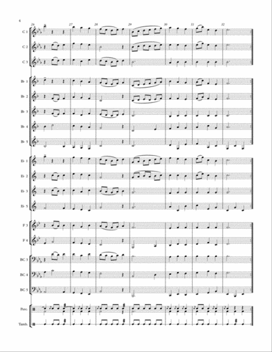 Minuet in G (in Eb) - Adaptable Arrangement for Winds Concert Band scores gallery preview page 4