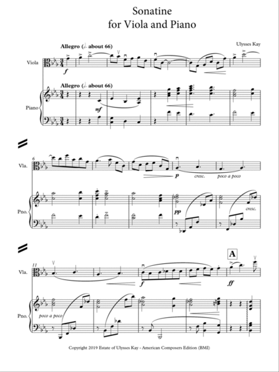 [Kay] Sonatine for Viola and Piano Piano scores gallery preview page 3