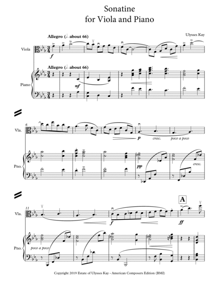 [Kay] Sonatine for Viola and Piano