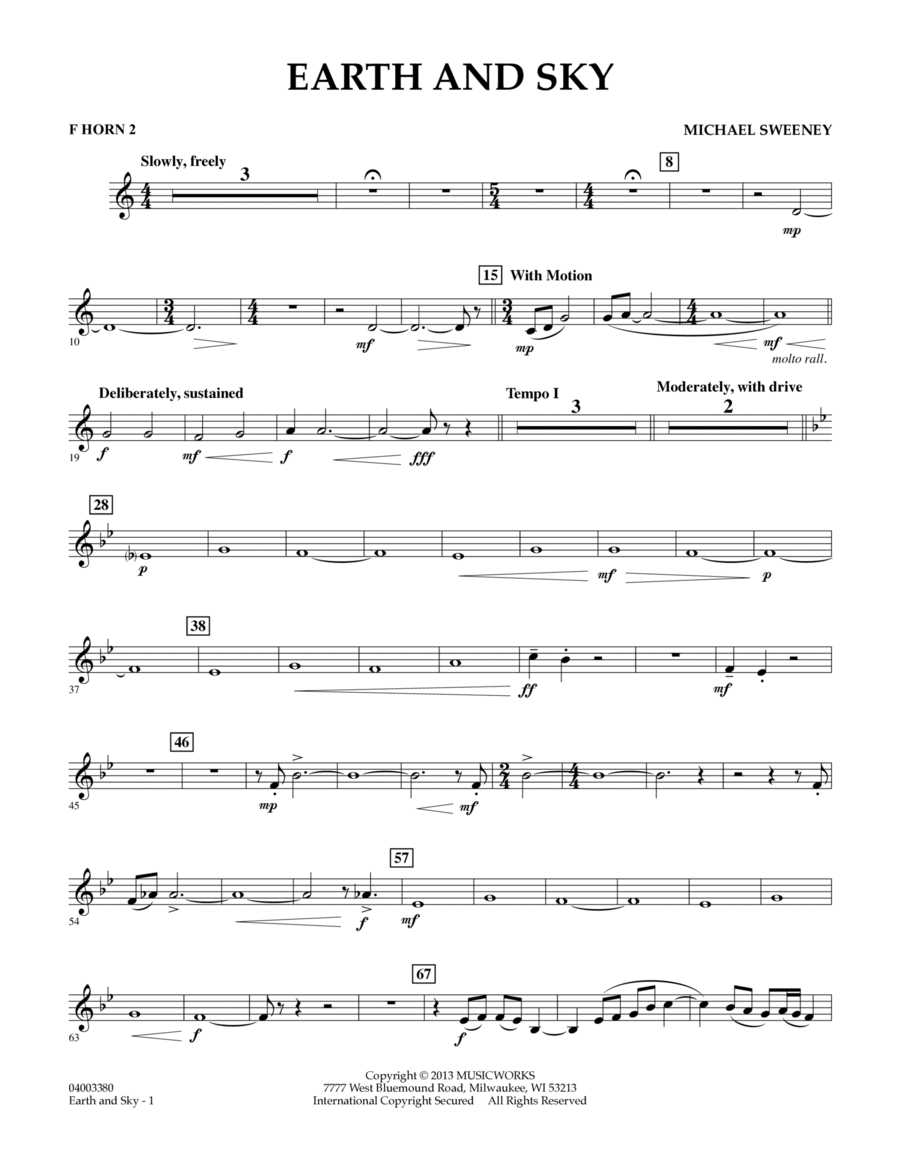 Earth and Sky - F Horn 2 Earth and Sky - F Horn 2 Concert Band scores gallery preview page 1