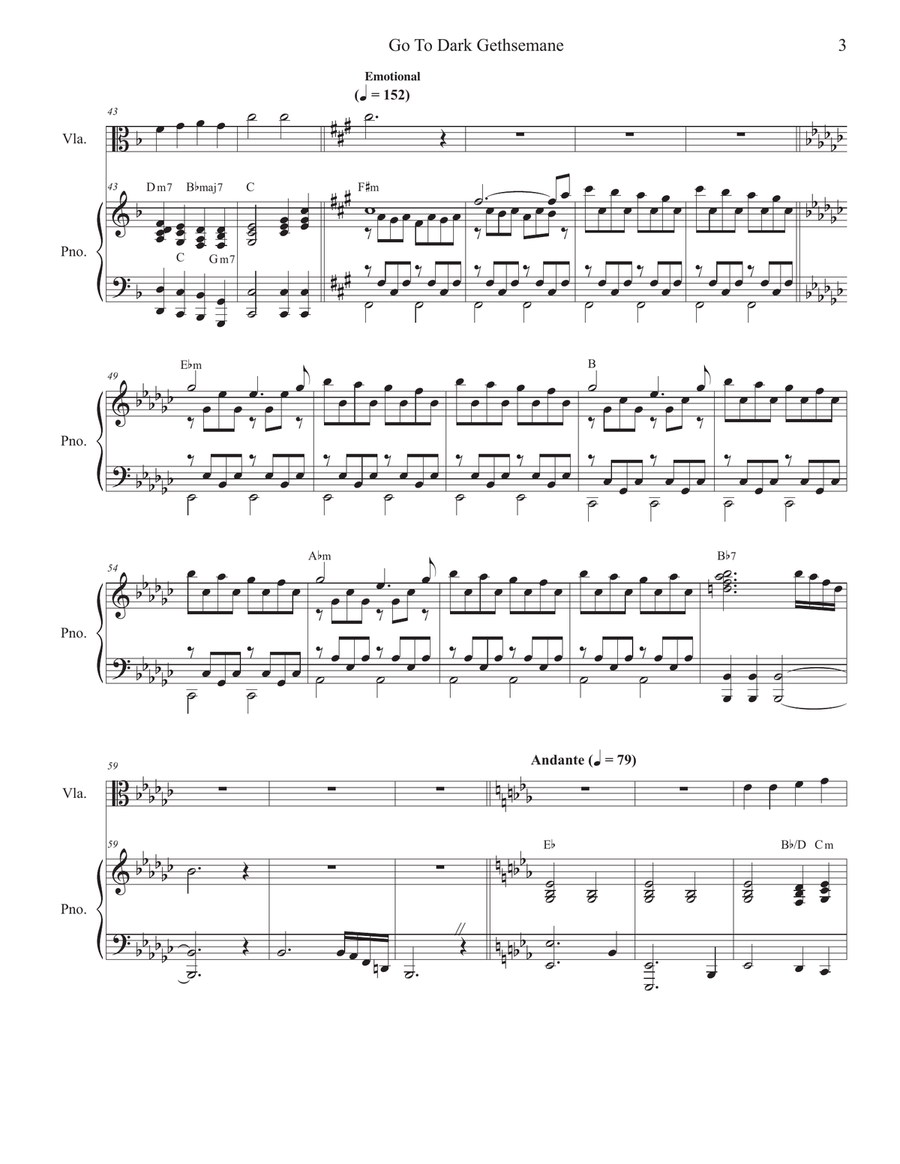Go To Dark Gethsemane (Viola solo and Piano) Piano scores gallery preview page 3