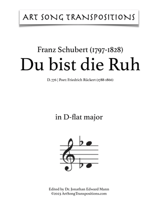 SCHUBERT: Du bist die Ruh, D. 776 (transposed to D-flat major, C major, and B major)