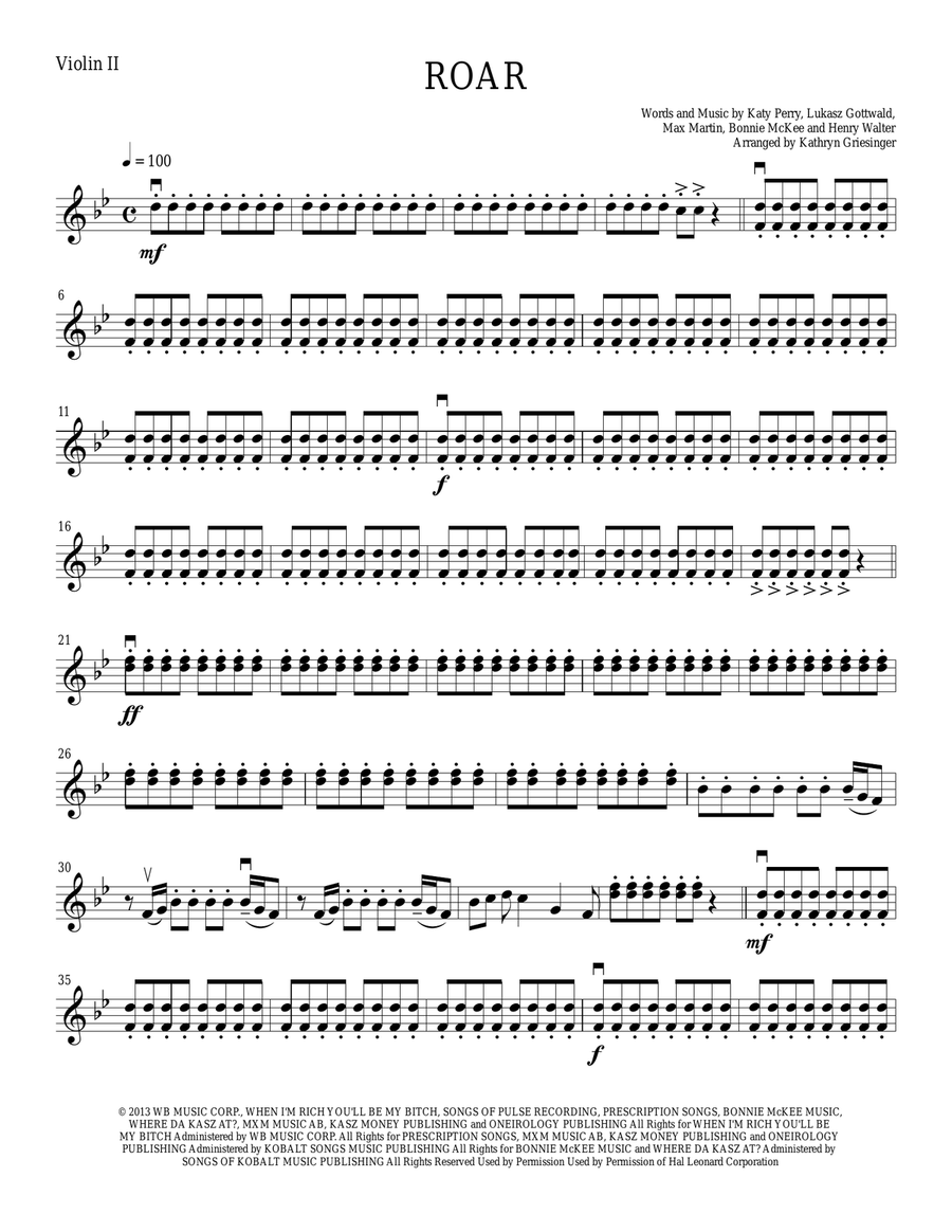 Roar Roar String Quartet scores gallery preview page 3