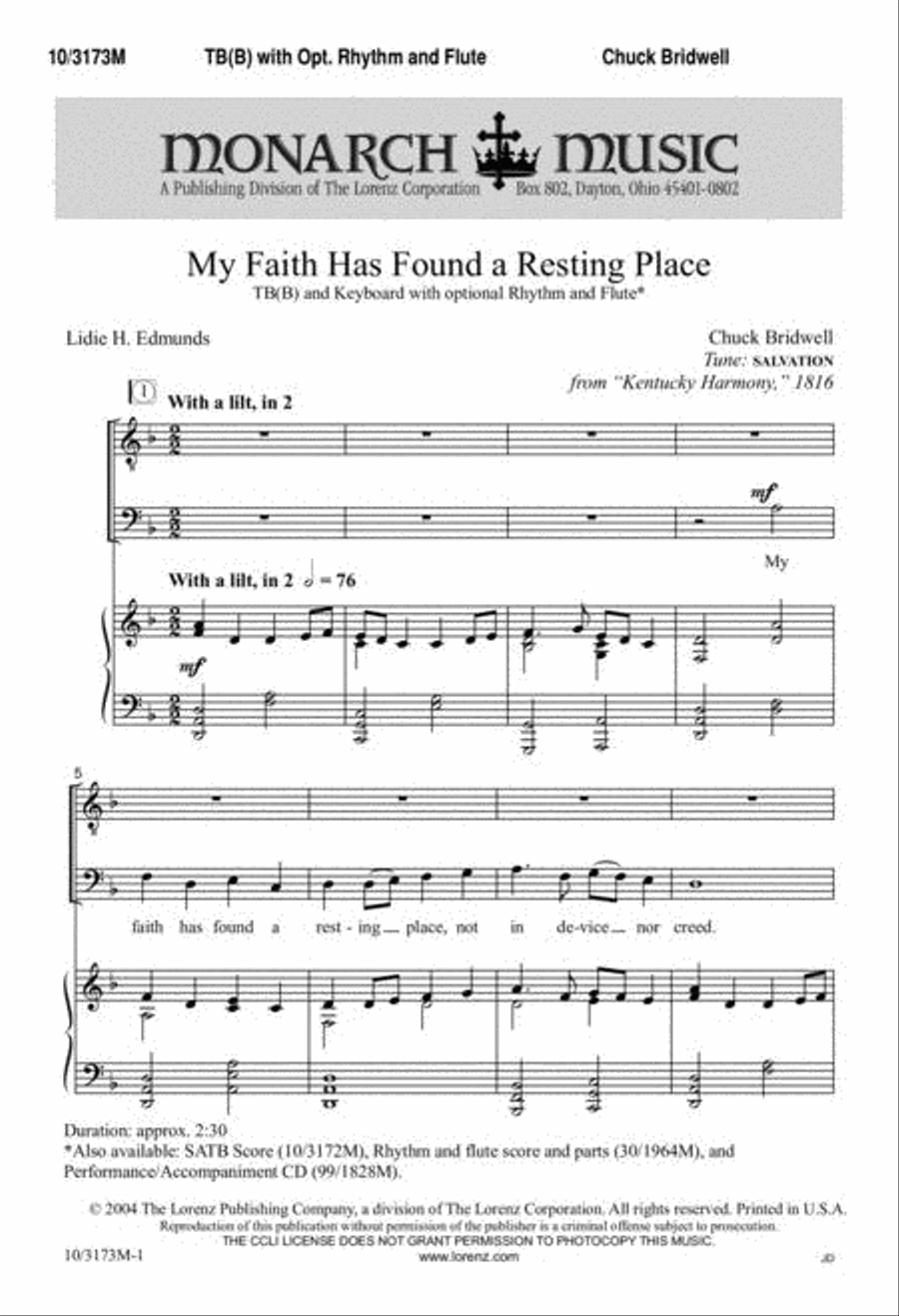 My Faith Has Found a Resting Place TB scores gallery preview page 1