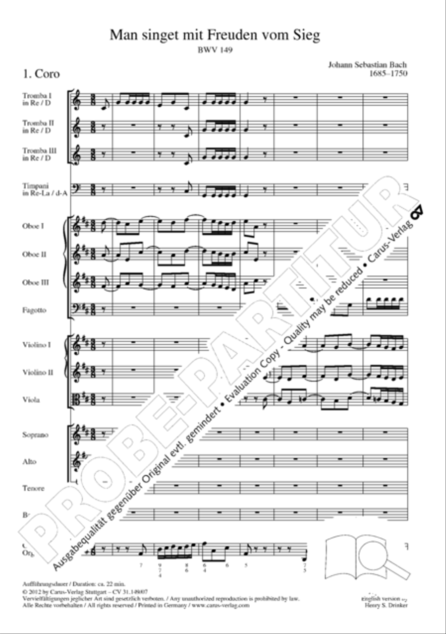 The voice of rejoicing and hope (Man singet mit Freuden vom Sieg) 4-Part scores gallery preview page 8