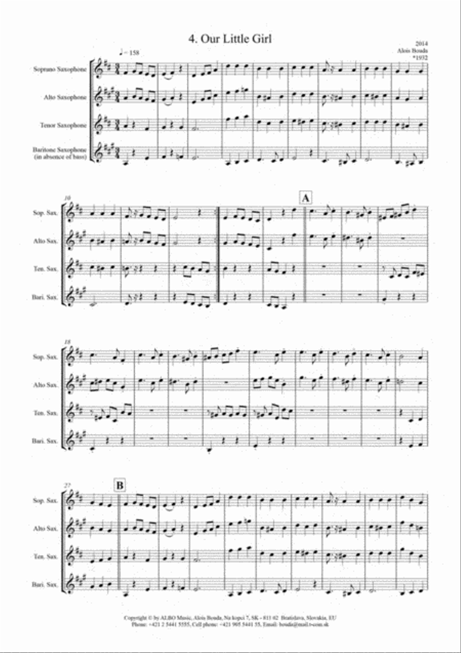 My Family 4 - Our Little Girl Saxophone Quartet scores gallery preview page 1