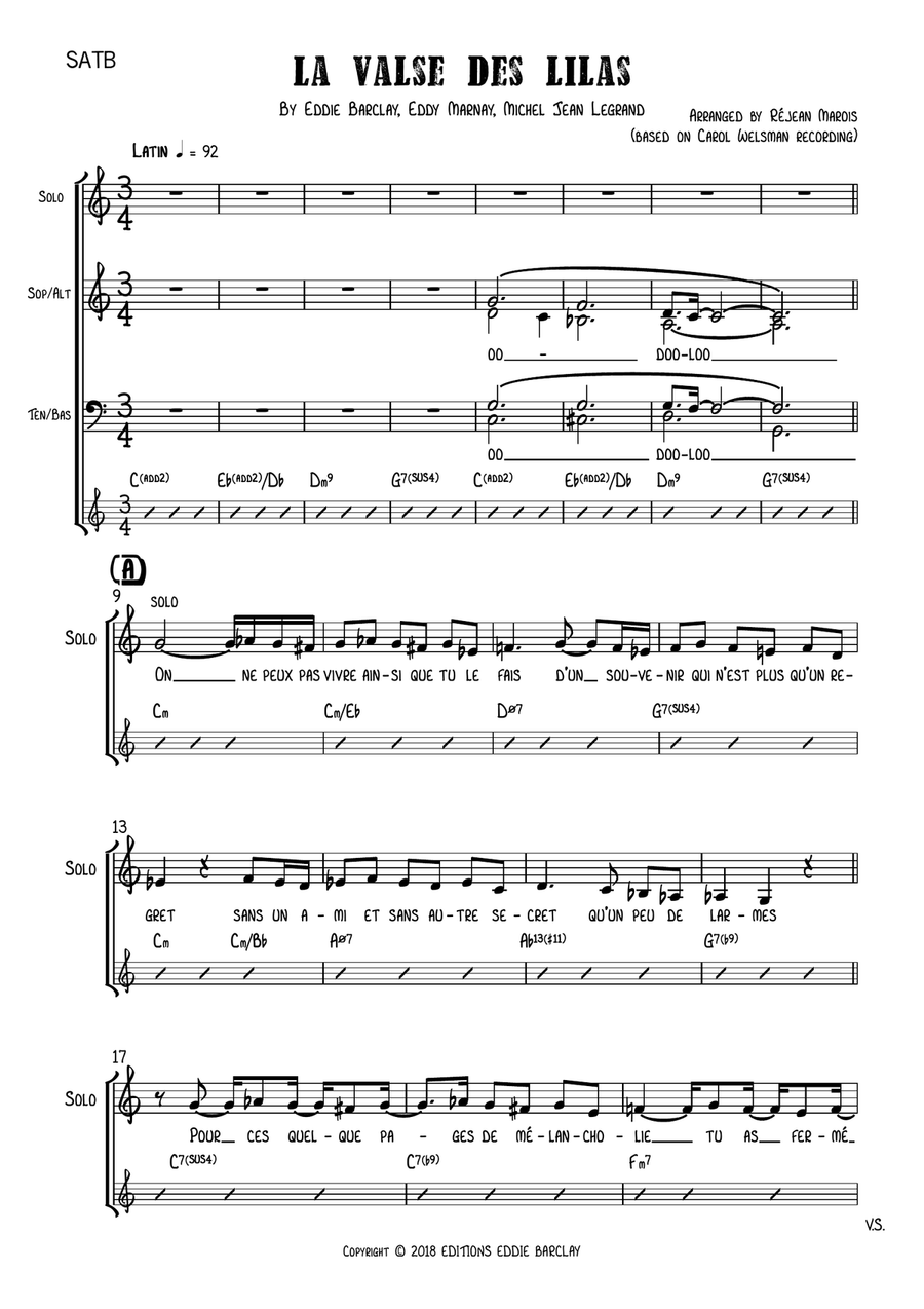 La Valse Des Lilas La Valse Des Lilas 4-Part scores gallery preview page 1