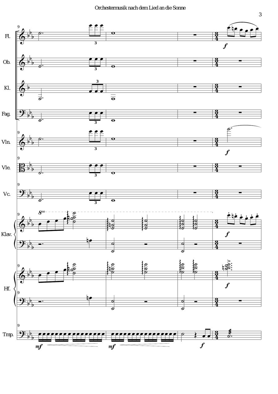 ATON part 6-Orchestermusik nach dem Lied an die Sonne - woodwind, strings, piano, harp, timpani Full Orchestra scores gallery preview page 3