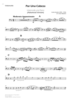 Por Una Cabeza - Cello and Piano - Advanced (Individual Parts)