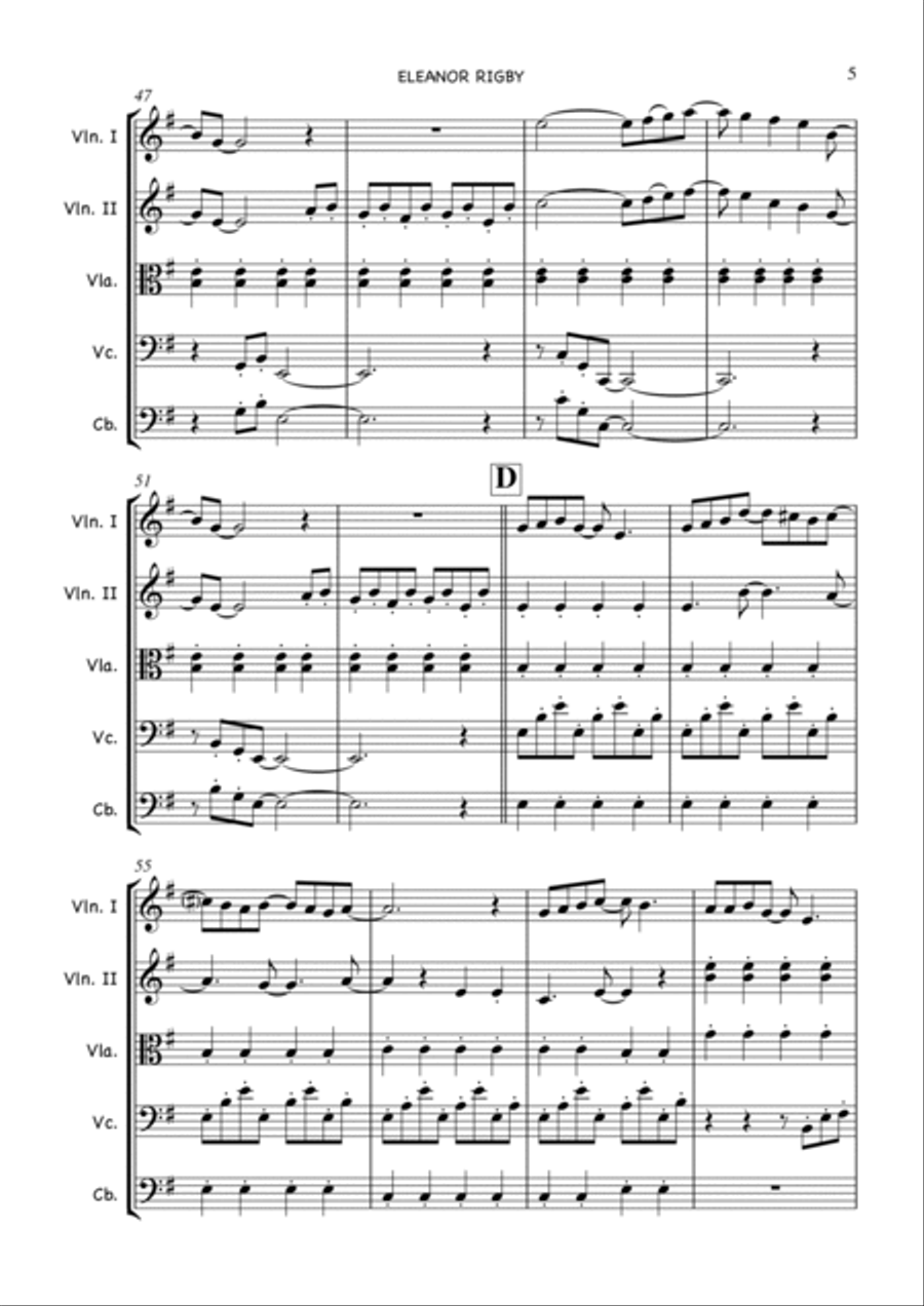 Eleanor Rigby Eleanor Rigby String Quartet scores gallery preview page 5