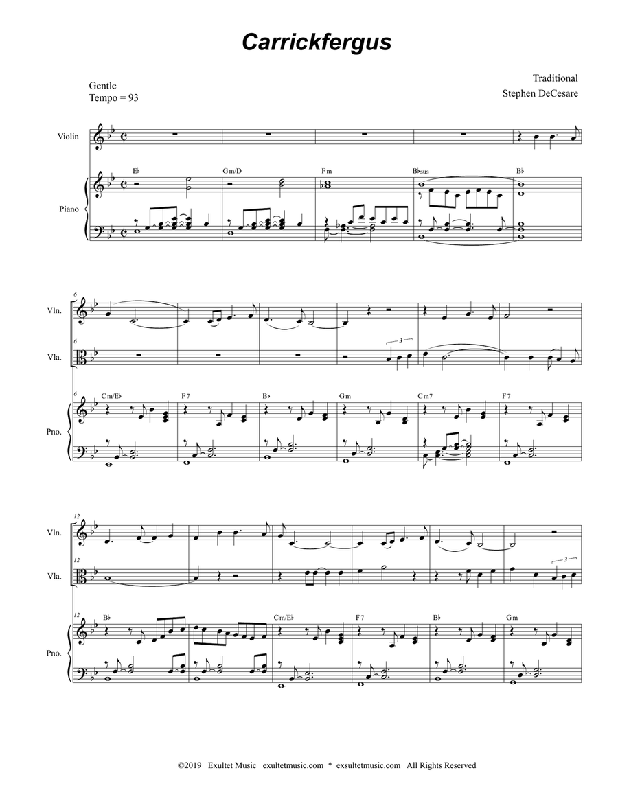 Carrickfergus (Duet for Violin and Viola) String Duet scores gallery preview page 2