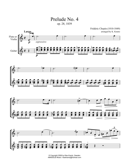 Prelude op. 28 No. 4 & 7 for violin and guitar image number null