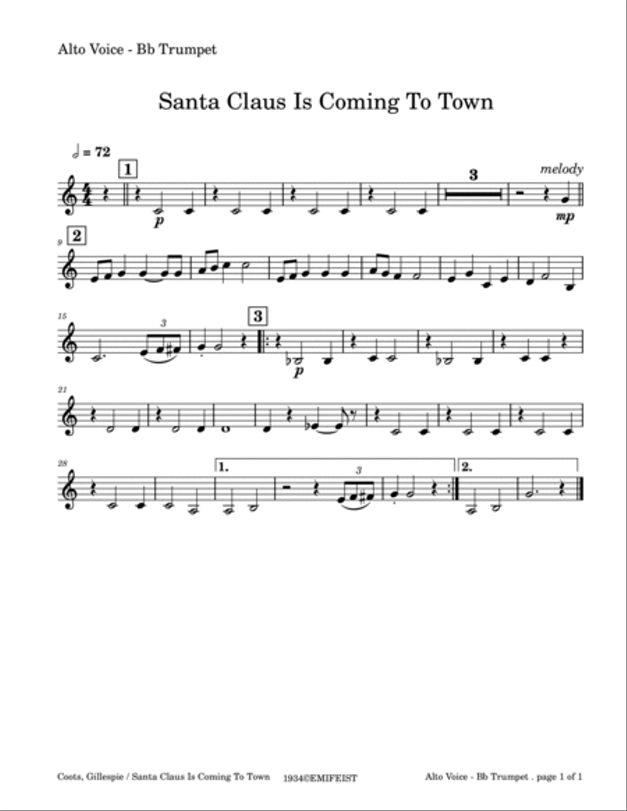 Santa Claus Is Comin' To Town Brass Ensemble scores gallery preview page 5