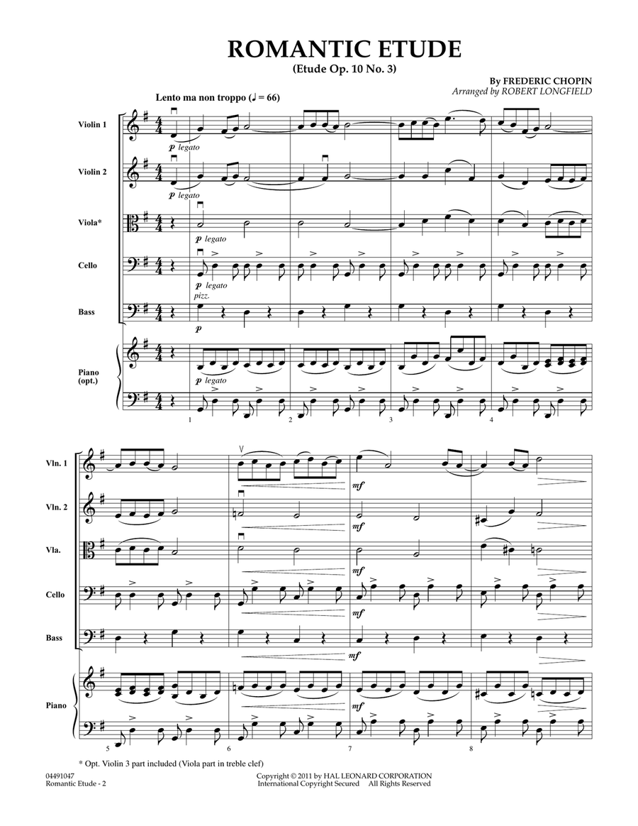 Romantic Etude (Op. 10, No. 3) - Full Score Orchestra scores gallery preview page 2