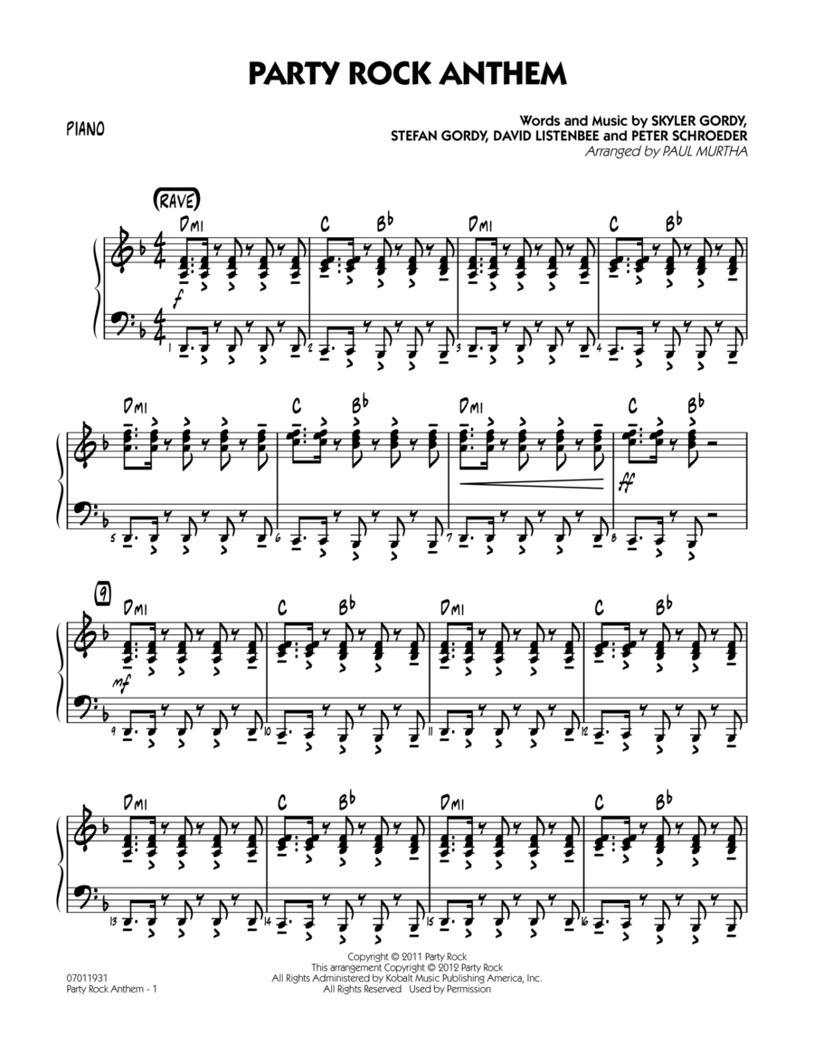 Party Rock Anthem - Piano
