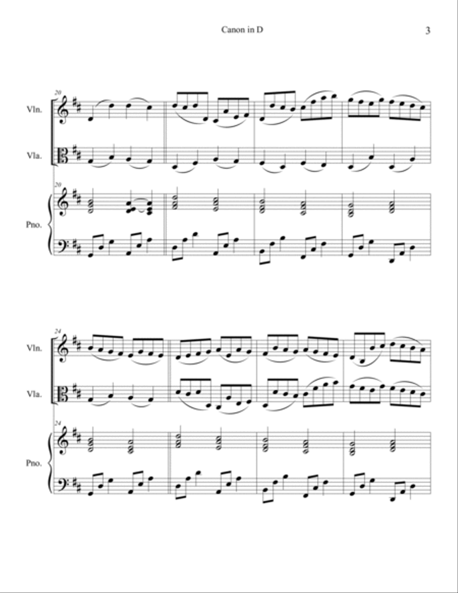 Canon in D (Violin and Viola Duet with Piano Accompaniment) String Duet scores gallery preview page 3