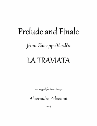 Book cover for "Prelude and Finale" from LA TRAVIATA - solo lever harp