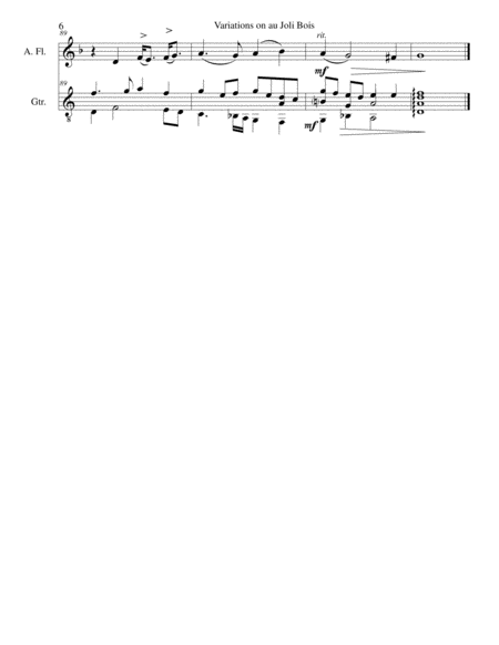 Variations on au Joli Bois for alto flute and guitar image number null