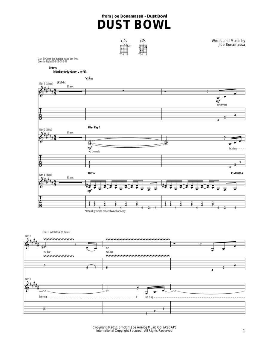 Dust Bowl Dust Bowl Acoustic Guitar scores gallery preview page 1