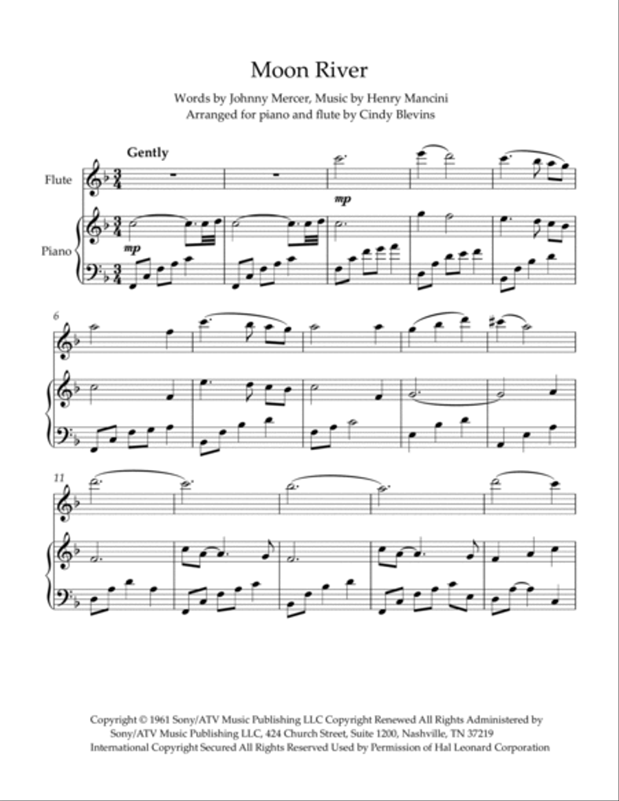 Moon River Flute Solo scores gallery preview page 2
