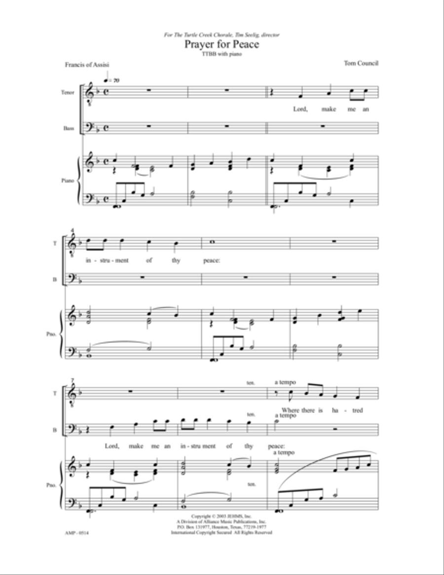 Prayer for Peace TTBB scores gallery preview page 5