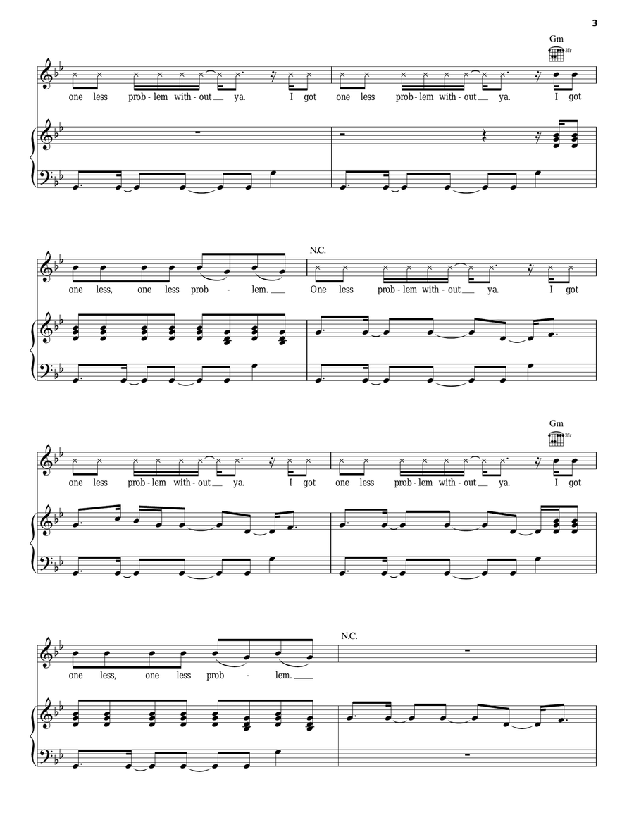 Problem Piano, Vocal, Guitar scores gallery preview page 3