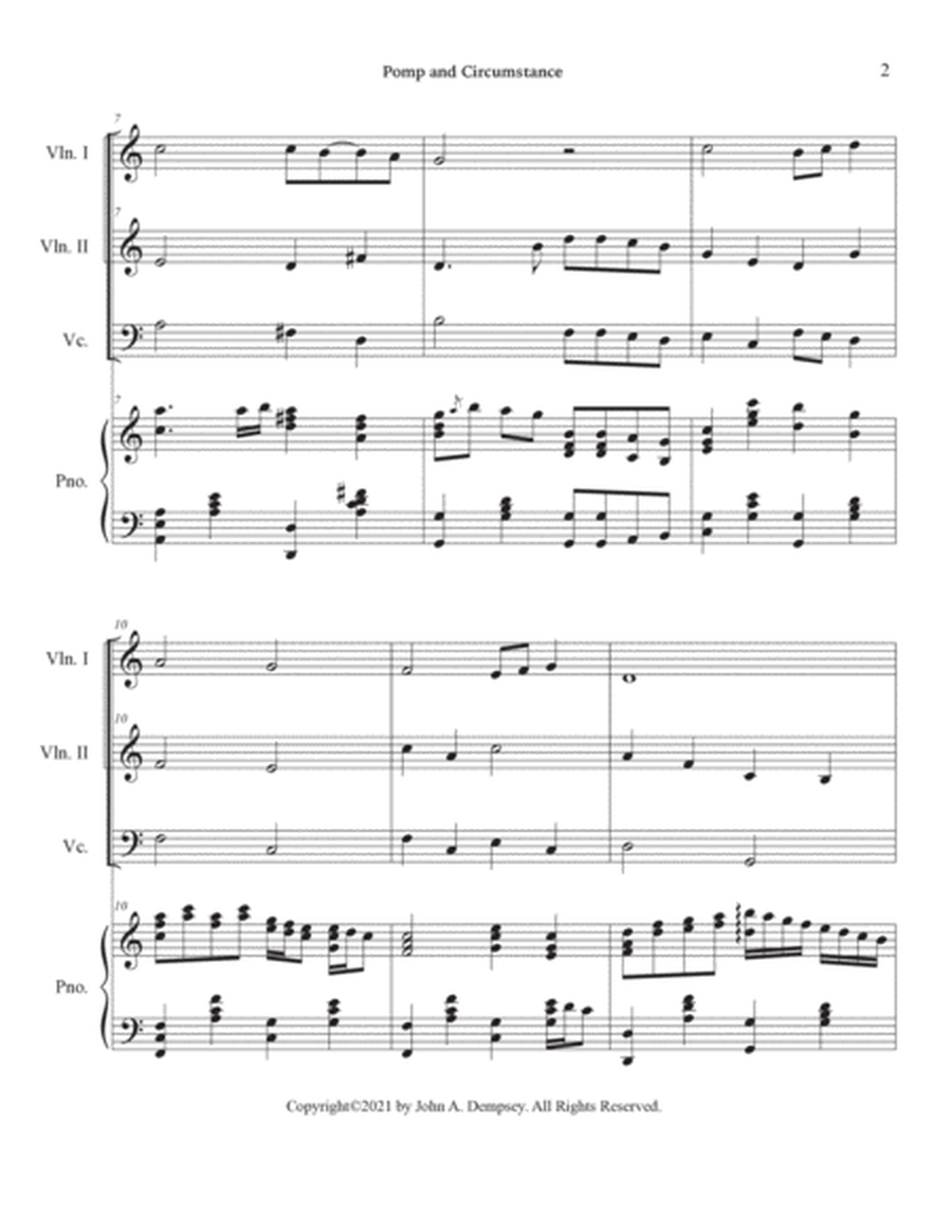 Pomp and Circumstance (Piano Quartet): Two Violins, Cello and Piano image number null