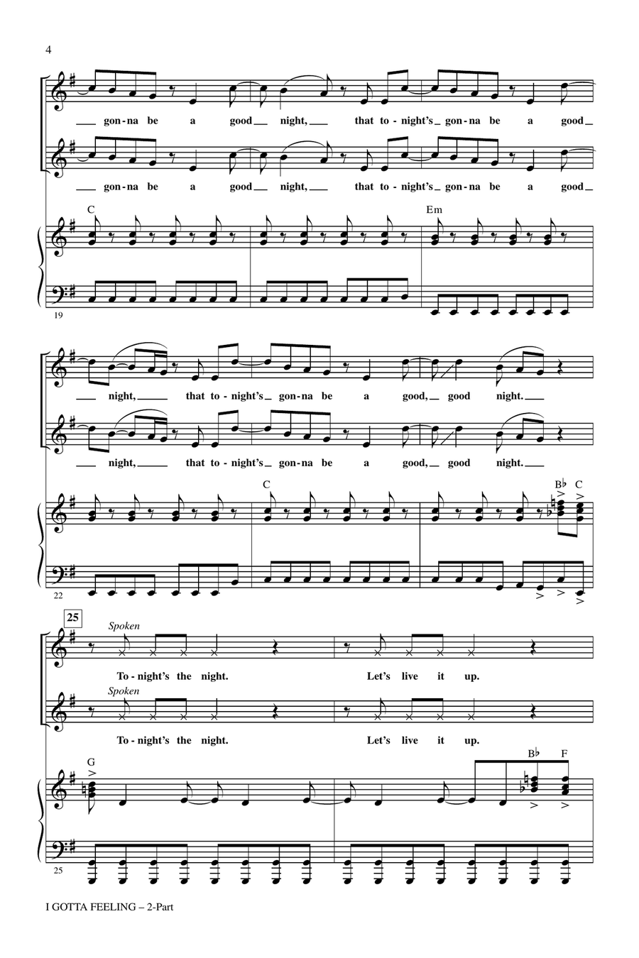 I Gotta Feeling (arr. Mark Brymer) 2-Part scores gallery preview page 3