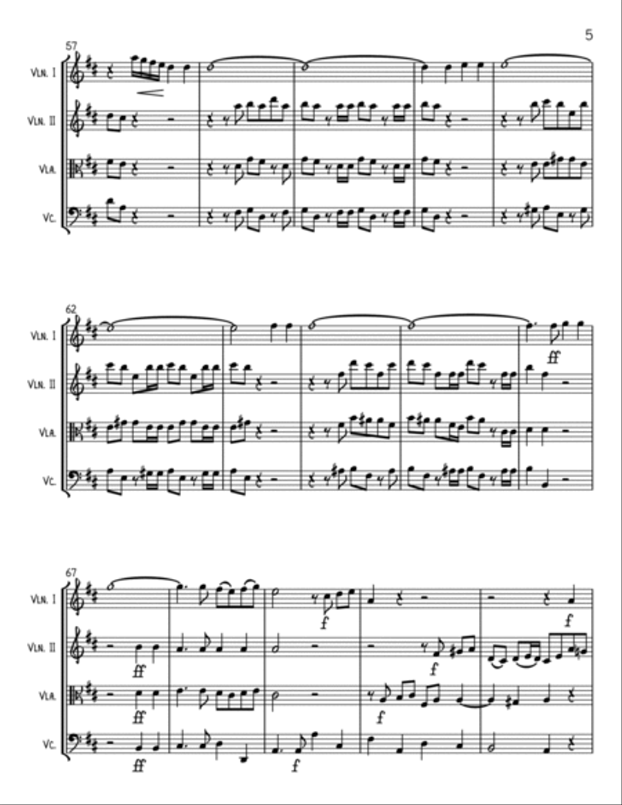Hallelujah Chorus from MESSIAH - String Quartet String Quartet scores gallery preview page 5