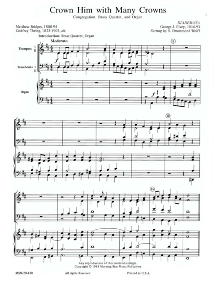 Crown Him With Many Crowns (Diademata) Choir scores gallery preview page 1