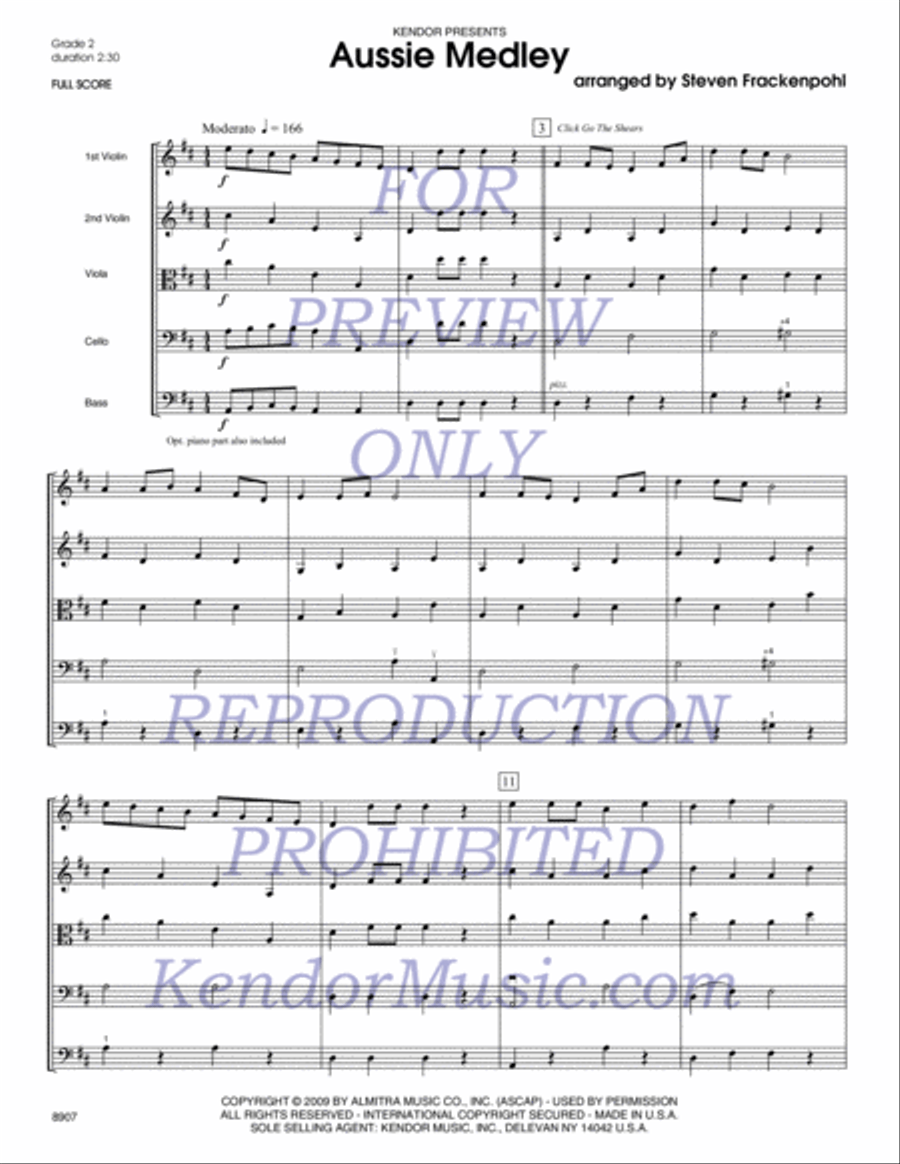Aussie Medley Aussie Medley String Orchestra scores gallery preview page 2