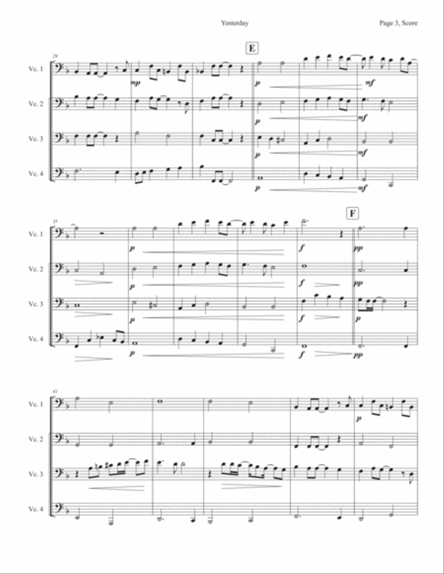 Yesterday Yesterday String Quartet scores gallery preview page 3