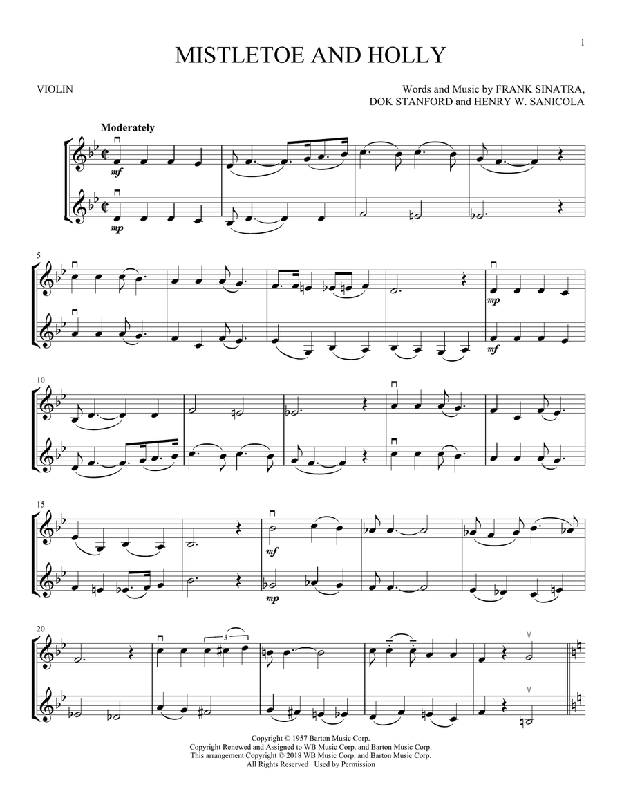 Mistletoe And Holly Mistletoe And Holly String Duet scores gallery preview page 1