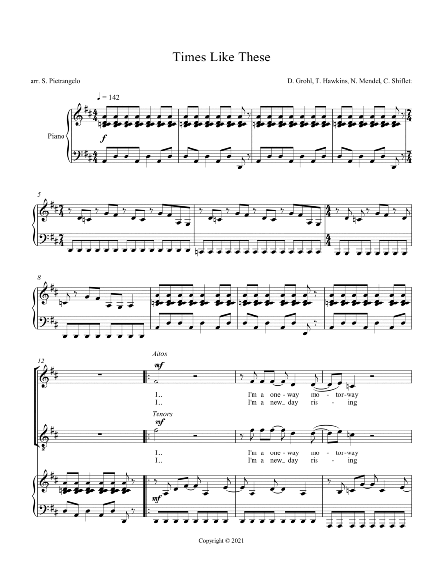 Times Like These 4-Part scores gallery preview page 1