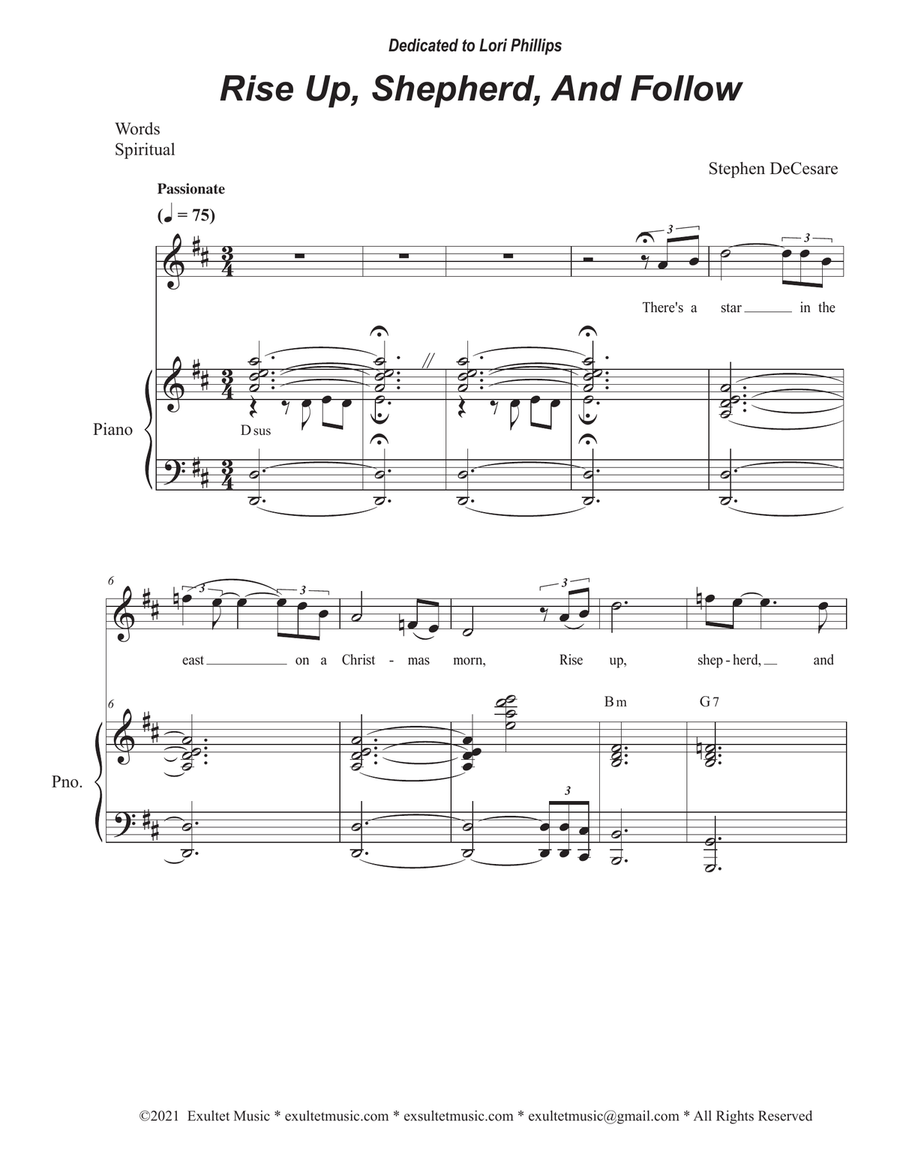 Rise Up, Shepherd, And Follow (Vocal Solo - High Key) Piano, Vocal scores gallery preview page 1