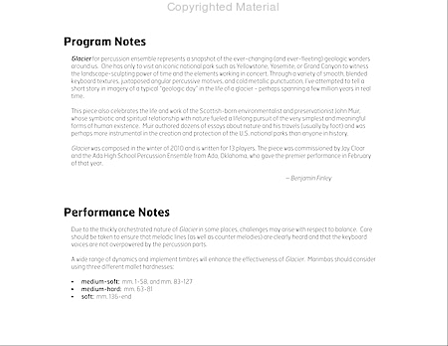 Glacier Glacier Percussion Ensemble scores gallery preview page 3