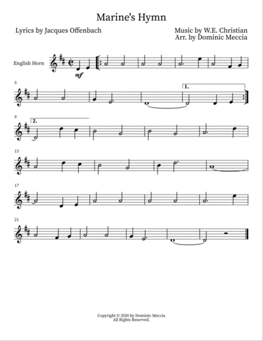 Marine's Hymn English Horn scores gallery preview page 1