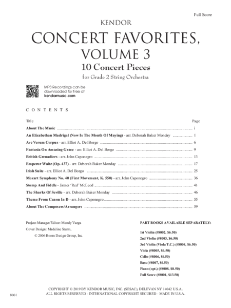 Kendor Concert Favorites, Volume 3 - Full Score