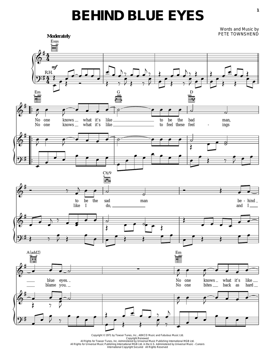 Behind Blue Eyes Acoustic Guitar scores gallery preview page 1
