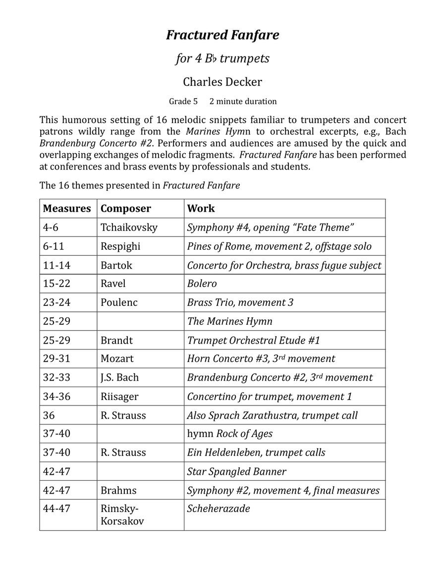 Fractured Fanfare for Trumpet Ensemble Chamber Music scores gallery preview page 2